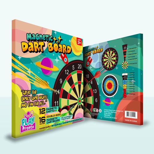 playful magnetic dartboard packaging for kids