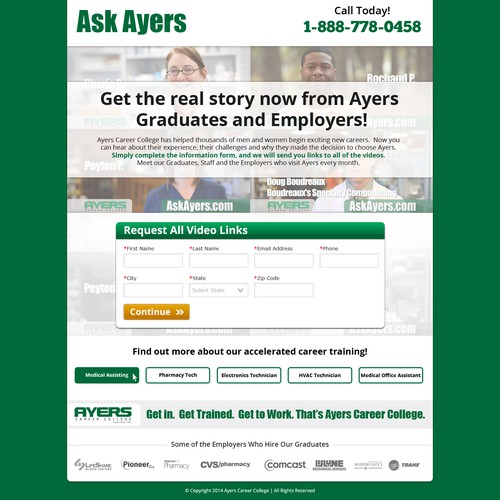 WordPress Landing Page (1 Page) to support TV Campaign "AskAyers"