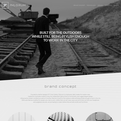 Homepage for clothing startup