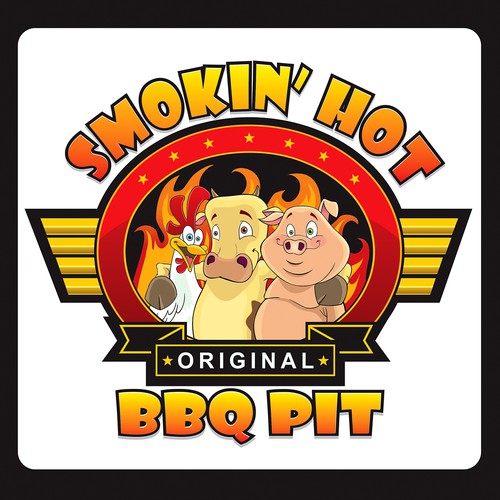 Illustrated Logo for Smokin' Hot Original BBQ Pit