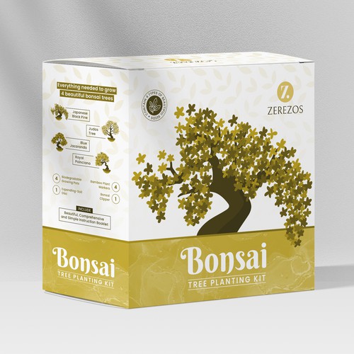 Packaging Design for Zerezos - Bonsai Tree Planting Kit