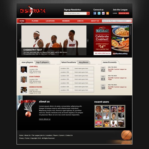 Basketball website for players and leagues