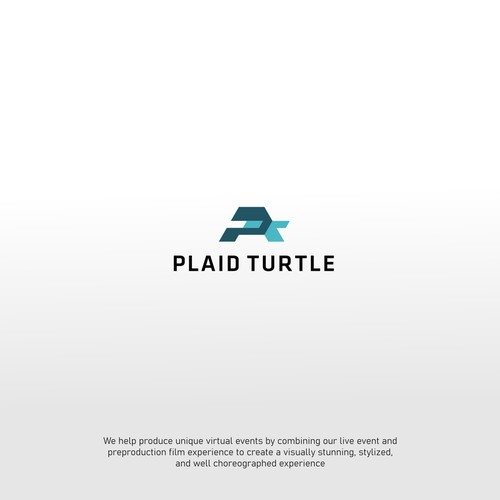logo concept of PLAID TURTLE a cinematic-driven virtual event production