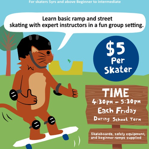 Children's Poster For Skateboarding Lessons