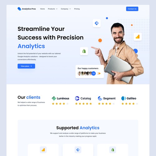 Analytics Pros landing page design