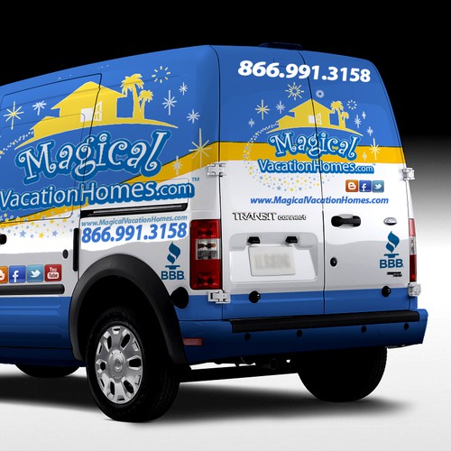 Van Wrap Design for Fun Vacation Rental Company Near Disney - MagicalVacationHomes.com