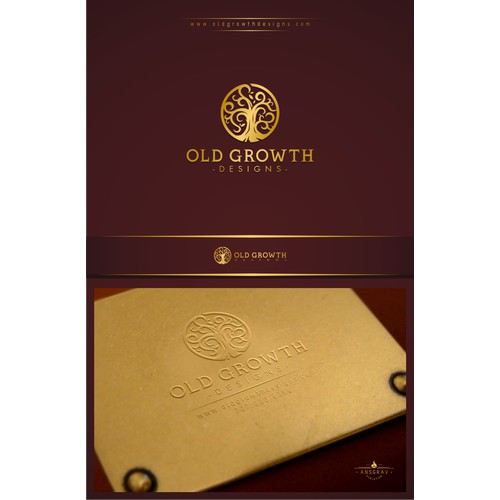 Create cool bronze plaque and business card concept for Reclaimed Redwood table co.