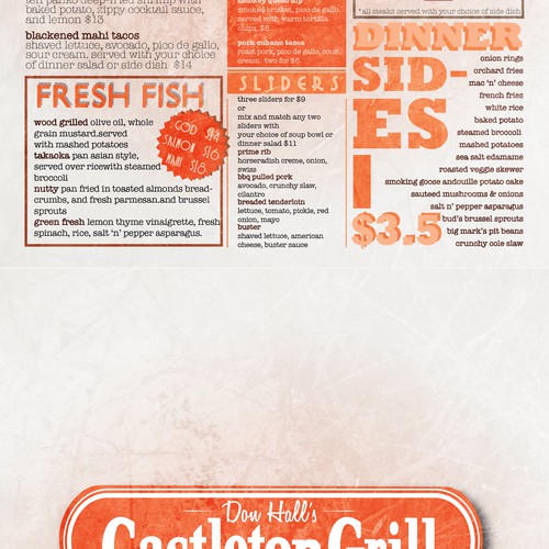 Castleton Grill menu design/layout