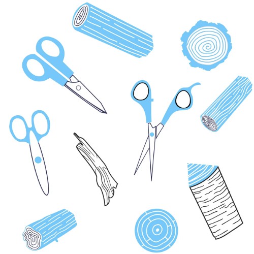 Woodcraft & Scissors Line Art Pattern