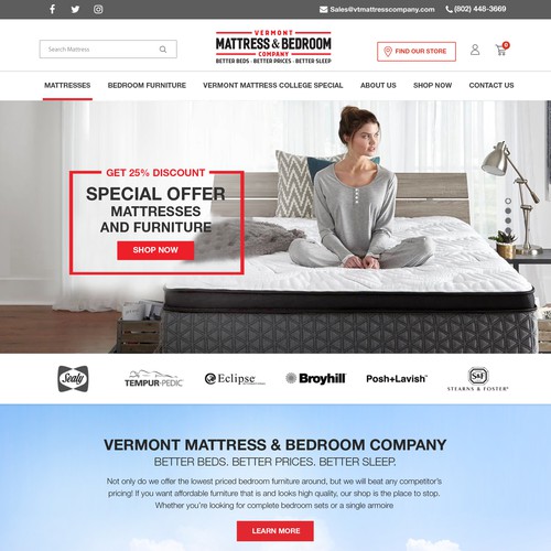 Website for Leading Mattress - Vermont