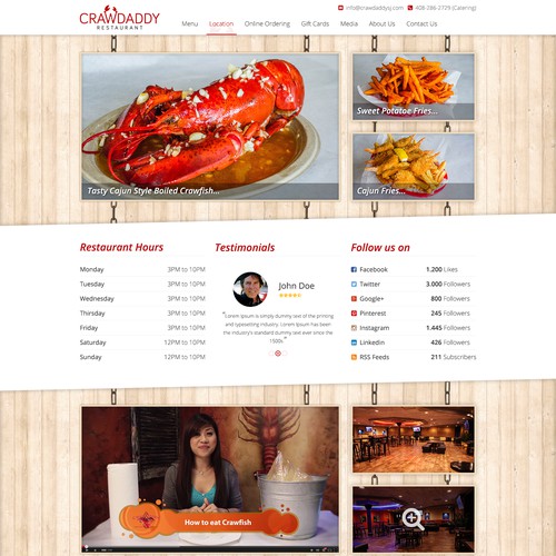 Create Crawdaddy's new Restaurant Website!