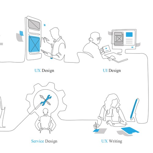 Single line illustration designs for Australian design consultancy