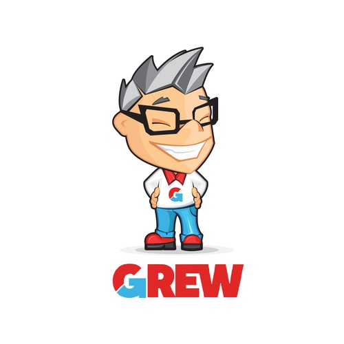 A character/mascot named "Grew"