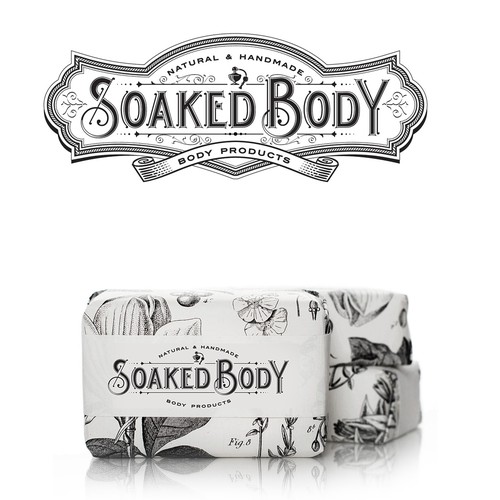 Create cigar style logo for body products company Soaked Body Co.