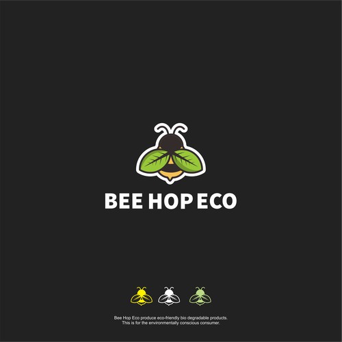 bee hop eco logo concept