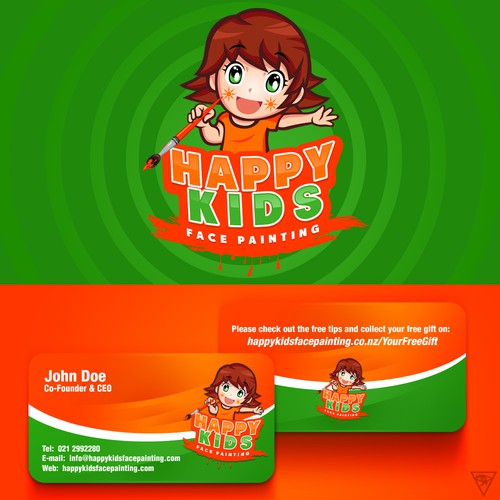 logo and business card for Happy Kids