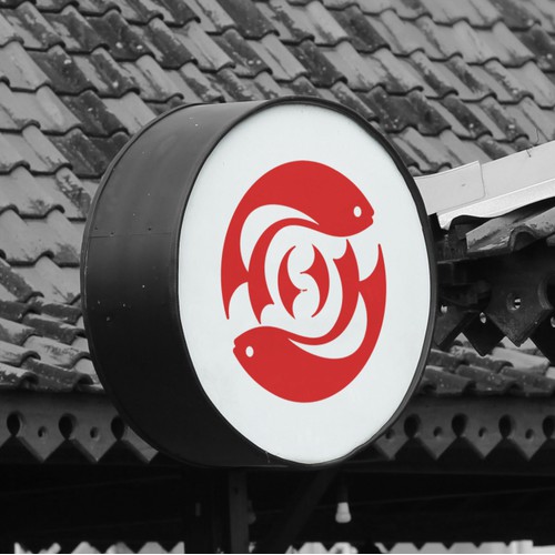 Tuna fish and the letter S logo