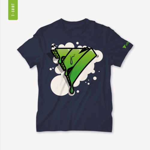 Graphic for a t-shirt with a graffiti restyling of the brand logo.