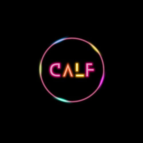 Retro-futuristic neon logo design for a contemporary music duo