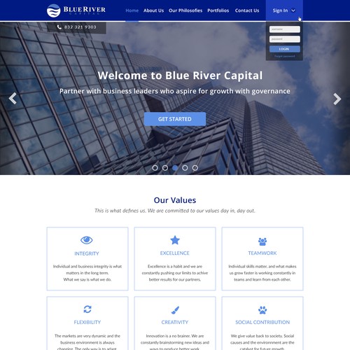 Financial firm minimal homepage