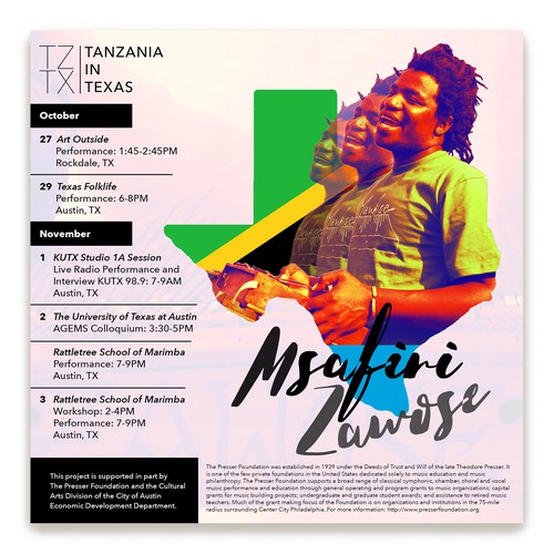 Event poster Tanzania in Texas