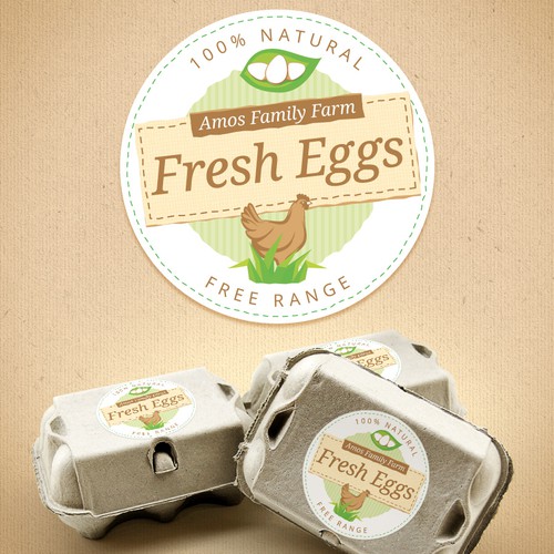 Egg carton label for Amos Family Farm