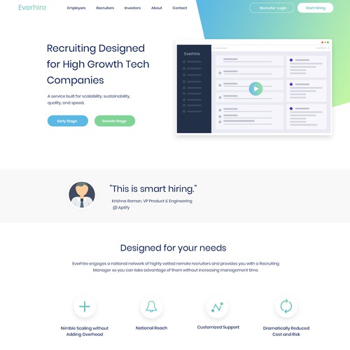 startupy website design for Everhire