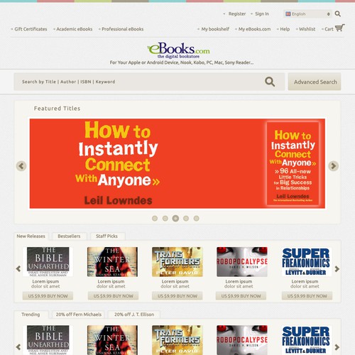 Redesign the eBooks.com homepage