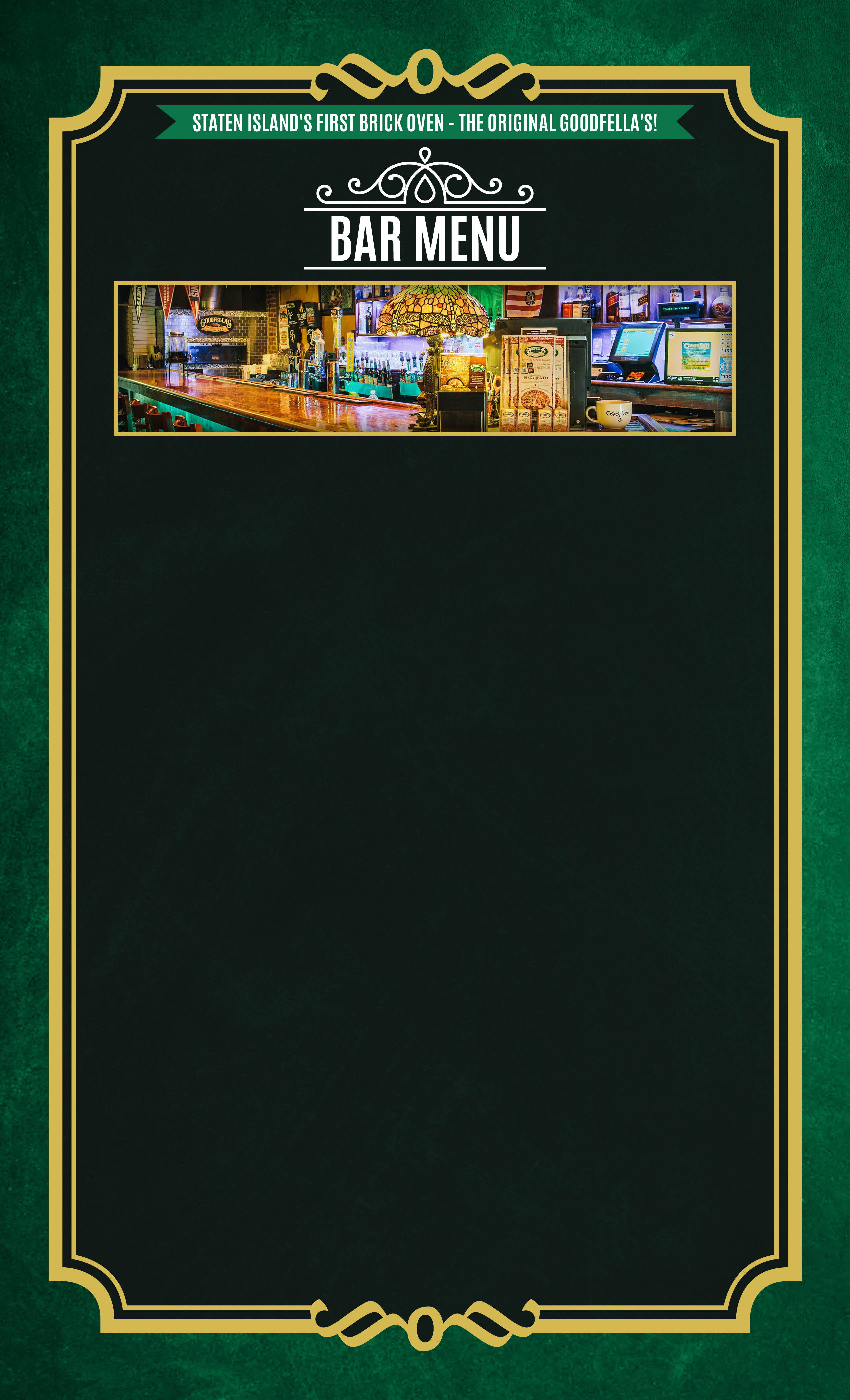 menu design for full service pizza restaurant