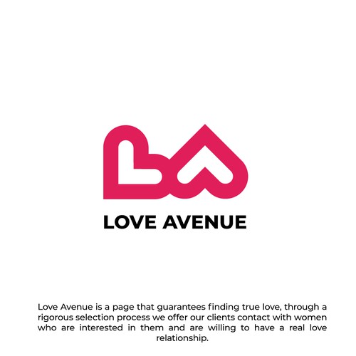 The two hearts logo concept represents negative space letters "LA"