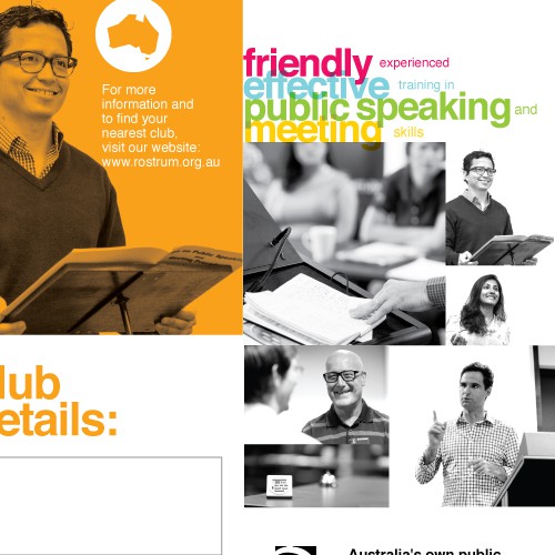 Design a standout brochure that "speaks volumes" for Rostrum Public Speaking!