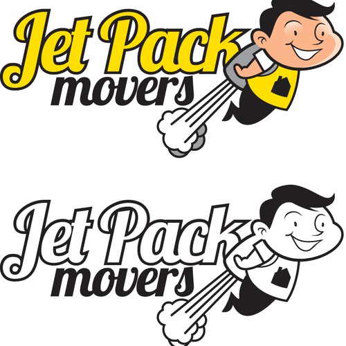 Logo/Character design for "Jet Pack Movers"... Retro, Fun, Cartoon style... think The Jetsons