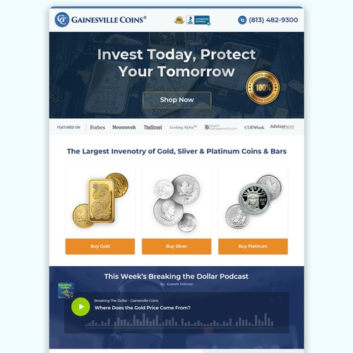 Newsletter Design for Precious Metals Dealer