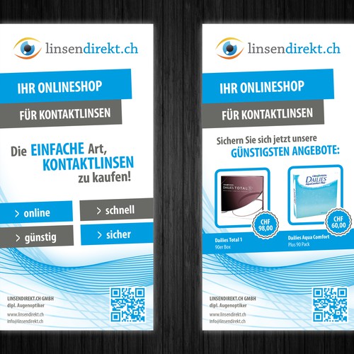 Flyer für Kontaktlinsen Internet Shop