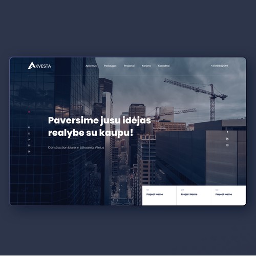 Landing page for Construction company
