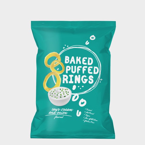 Baked onion rings packaging