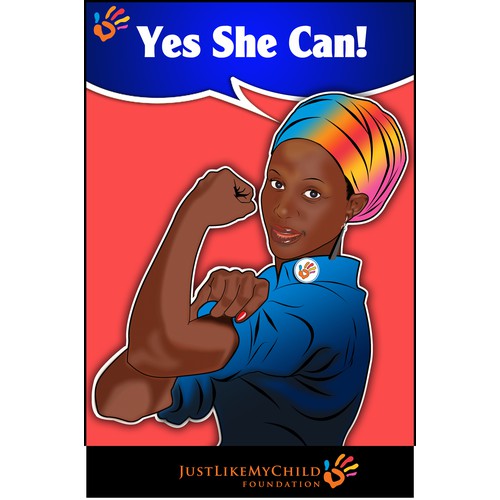 Rosie the Riveter Logo for Just Like My Child Foundation gala invitation