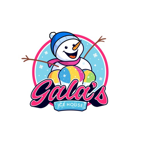 Shaved ice cup shop mascot logo