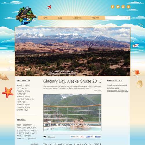 Creative World Travel Website/Blog - With Creative Hand Drawn Illustration