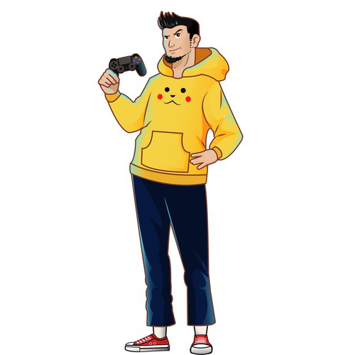 man with pikachu jacket