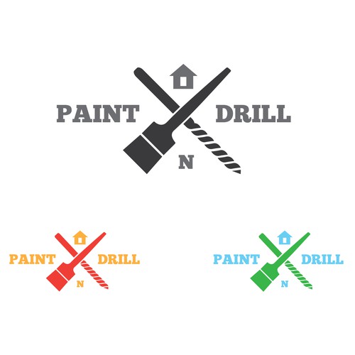 Create a Painting & Carpentry building company logo for 'Paint N Drill'