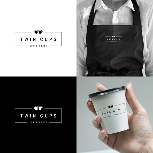 TWIN CUPS Coffee shop logo and brand pack