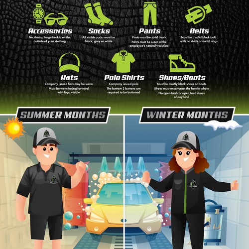 Uniform Guide Infographic for Cobra Express Car Wash