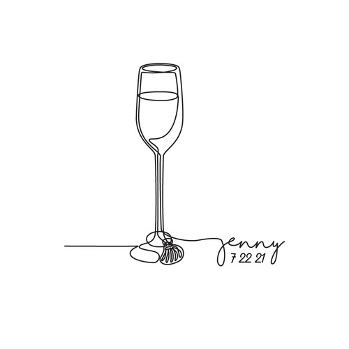 Line Drawing Tattoo of Champagne Flute