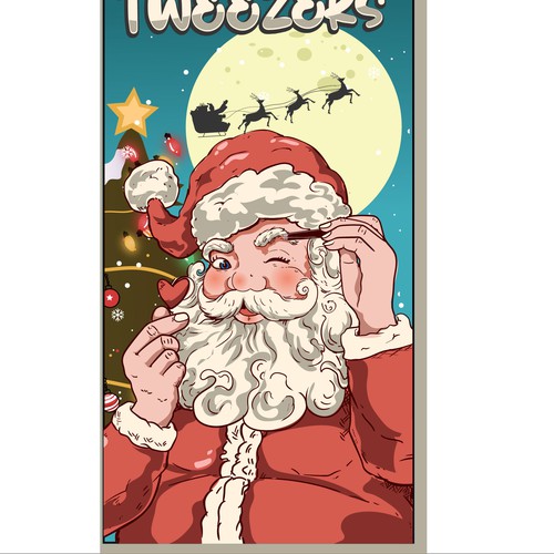 Santa christmas tweezers illustration