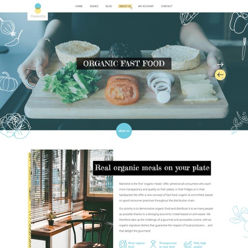 A home page for an organic food market