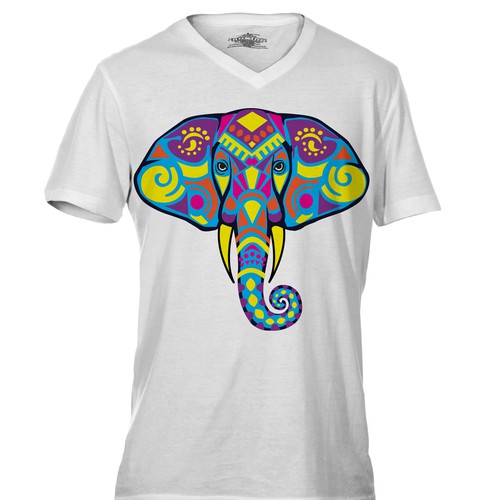 Create a tribal elephant face t-shirt for Serengetee!