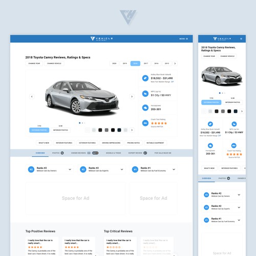 UX focused Responsive Web Page Design for Vehicle History