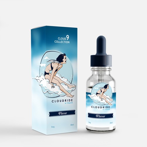 Box and bottle label for e-liquid 