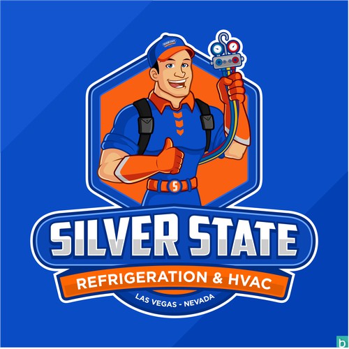 Refrigeration & Hvac mascot logo - Silver State